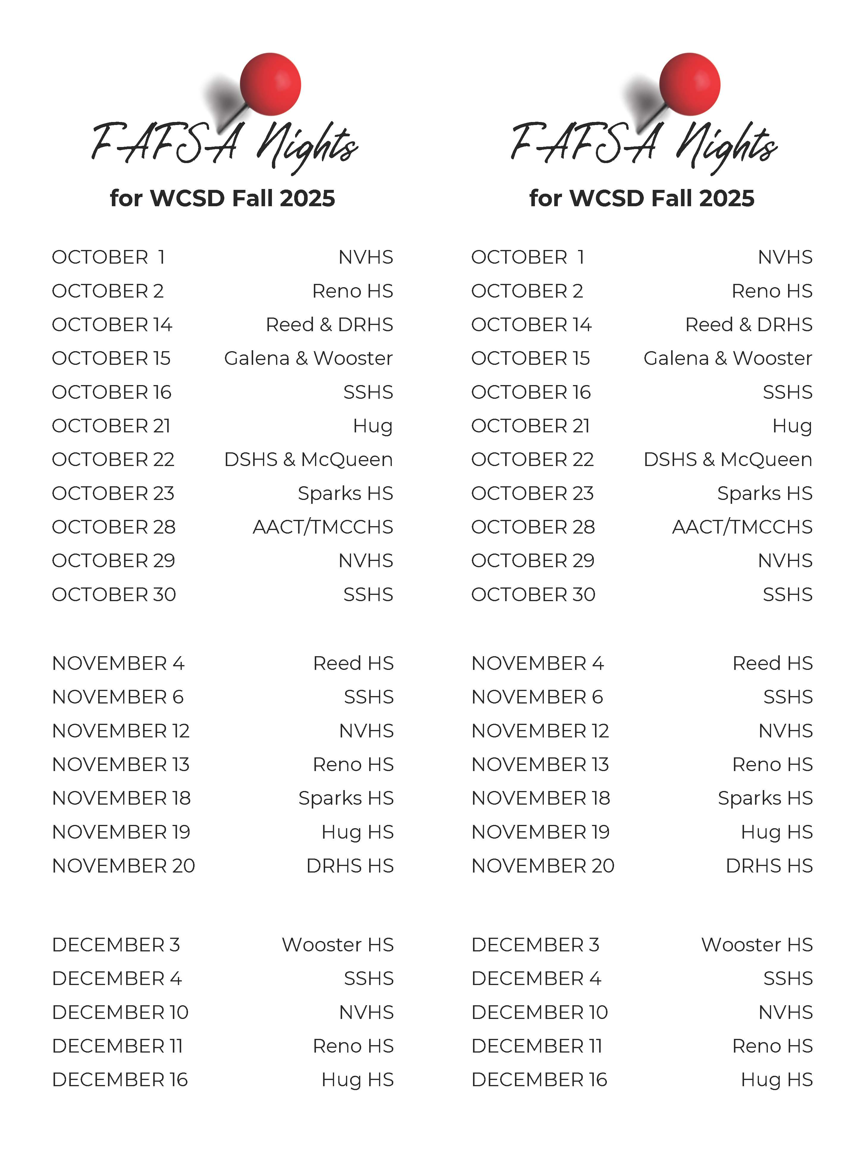 FAFSA night WCSD